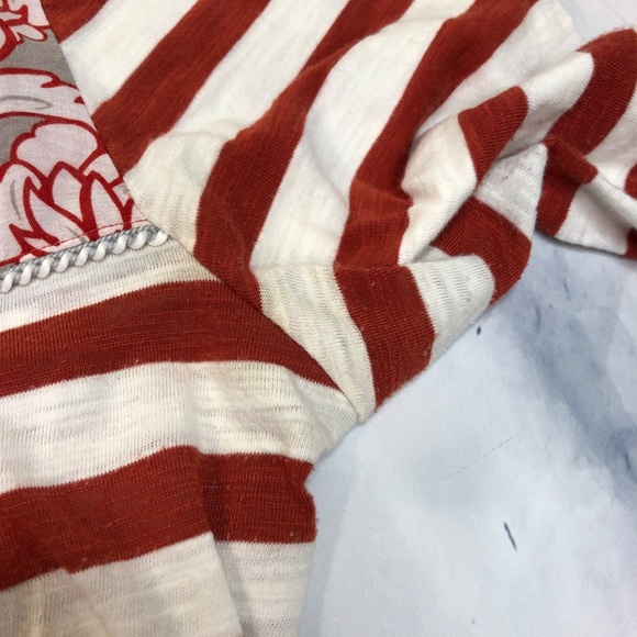 Anthropologie Postmark Red Floral Striped Henley - Picture 8 of 8